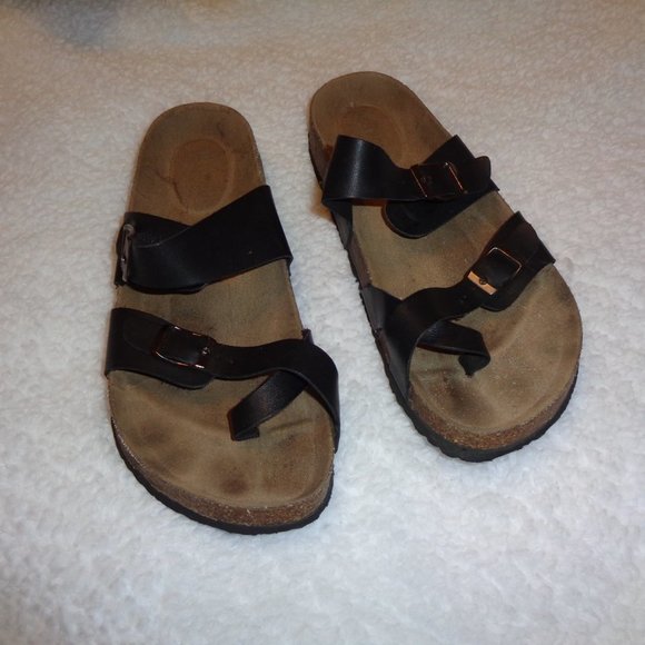 Arizona Fairhaven Womens Adjustable Strap Footbed Sandals Size 8 M Black - Picture 2 of 10